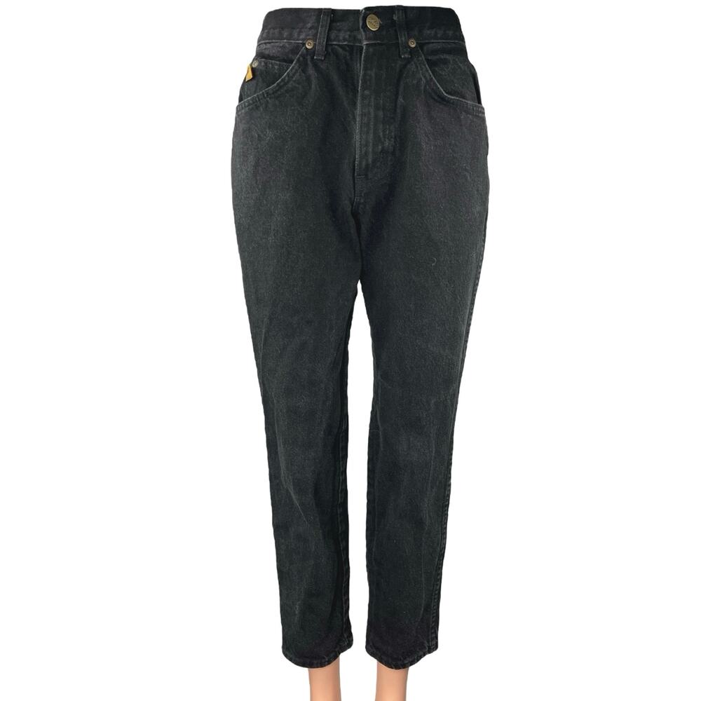 Chic Women's Black High Waisted Tapered Mom Zipper Casual Denim Jeans Size S